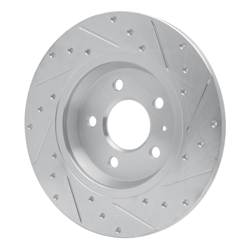 Audi Q5 Brake Rotor (1) - Rear Left - R1 Concepts - Drilled & Slotted - Silver - `08-`25